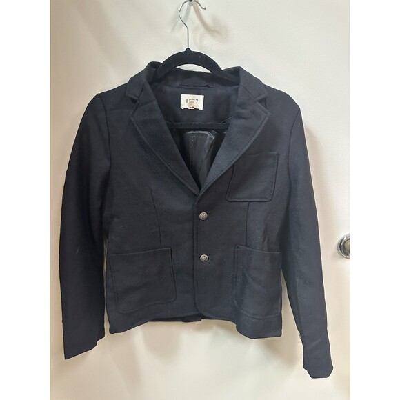 AE77 Blazer Women’s Black Wool Small Jacket Coat NWOT - Picture 2 of 7